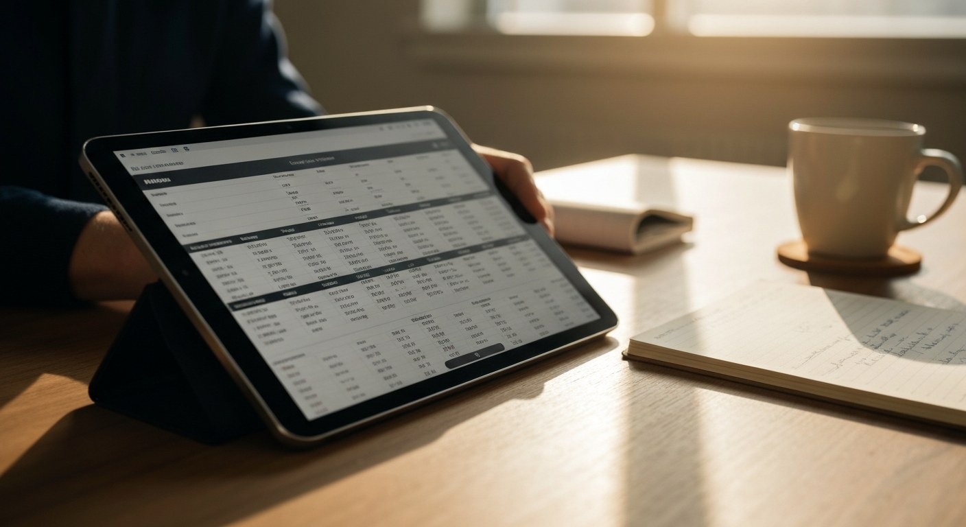 Strategic Holiday Logistics Planning A logistics planner's desk with a tablet and notebook showing supply chain planning data.