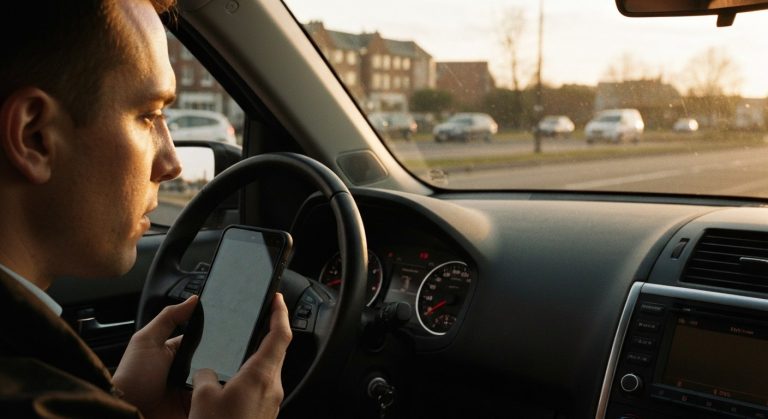 Amazon Flex benefits: Are they worth it? (2026) 2 A delivery driver sits in their car during sunset, checking a mobile app on their smartphone.