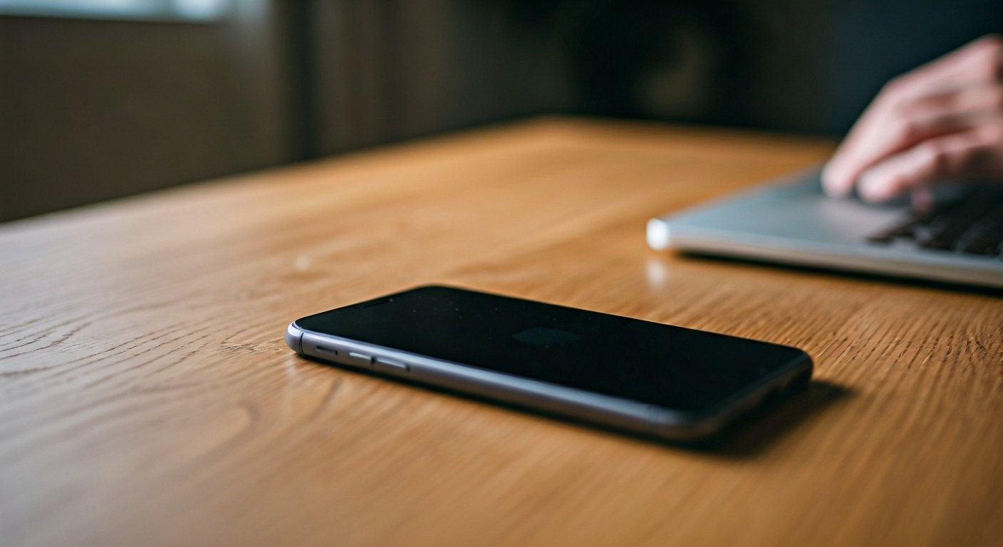 Digital Background Check Verification Portal Close-up of a laptop and phone on a wooden desk, representing the digital background check portal.