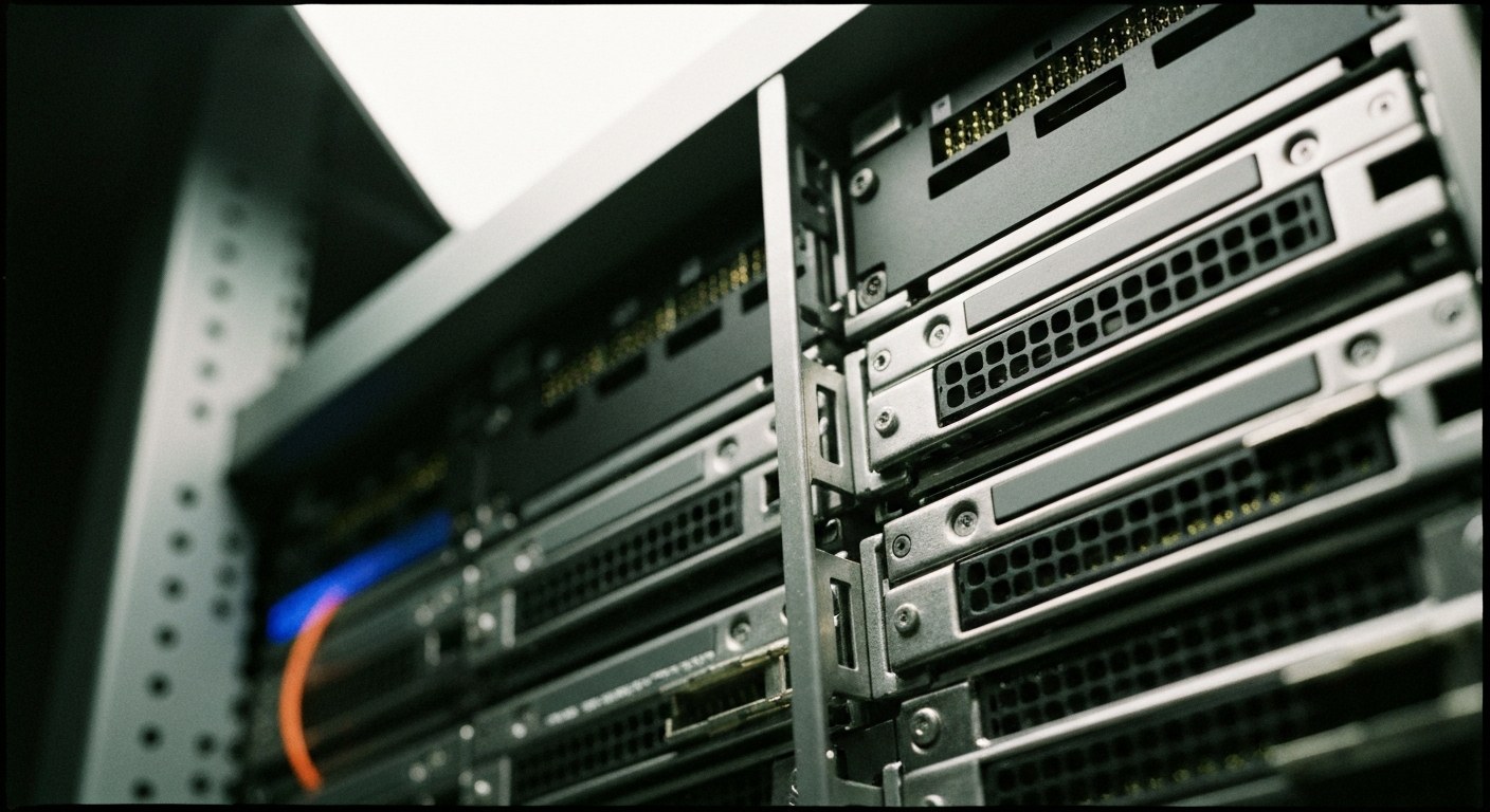 Decoupled Storage and Compute Close-up of modular server hardware in a rack.