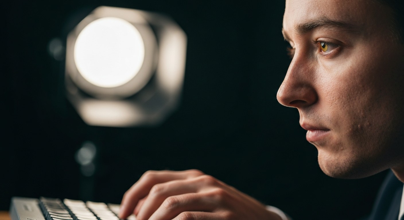 Drafting a professional appeal email Side view of a focused person typing a professional letter on a keyboard in a home office