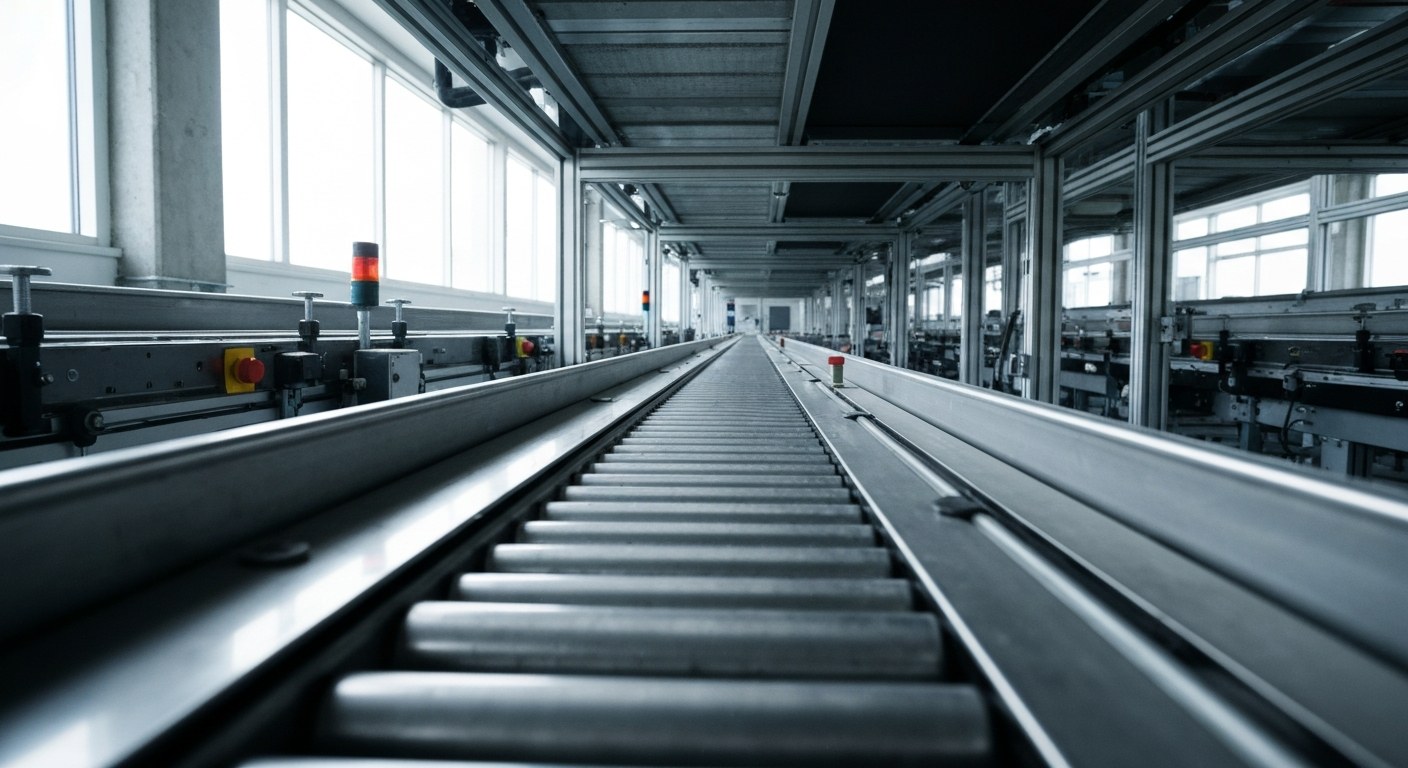 Optimizing Throughput with Automation Automated conveyor belt system efficiently moving packages in a modern warehouse.