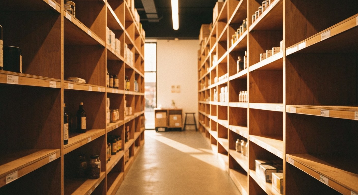 Evolving Fulfillment and Retail Logistics Stock room shelves organized in preparation for retail floor replenishment.