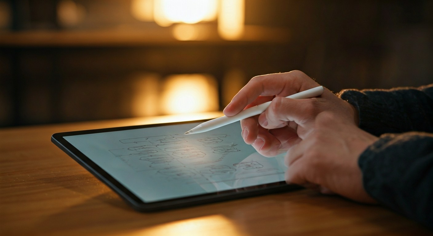 Advancing Your Supply Chain Career Person reviewing a supply chain diagram on a tablet in a breakroom.