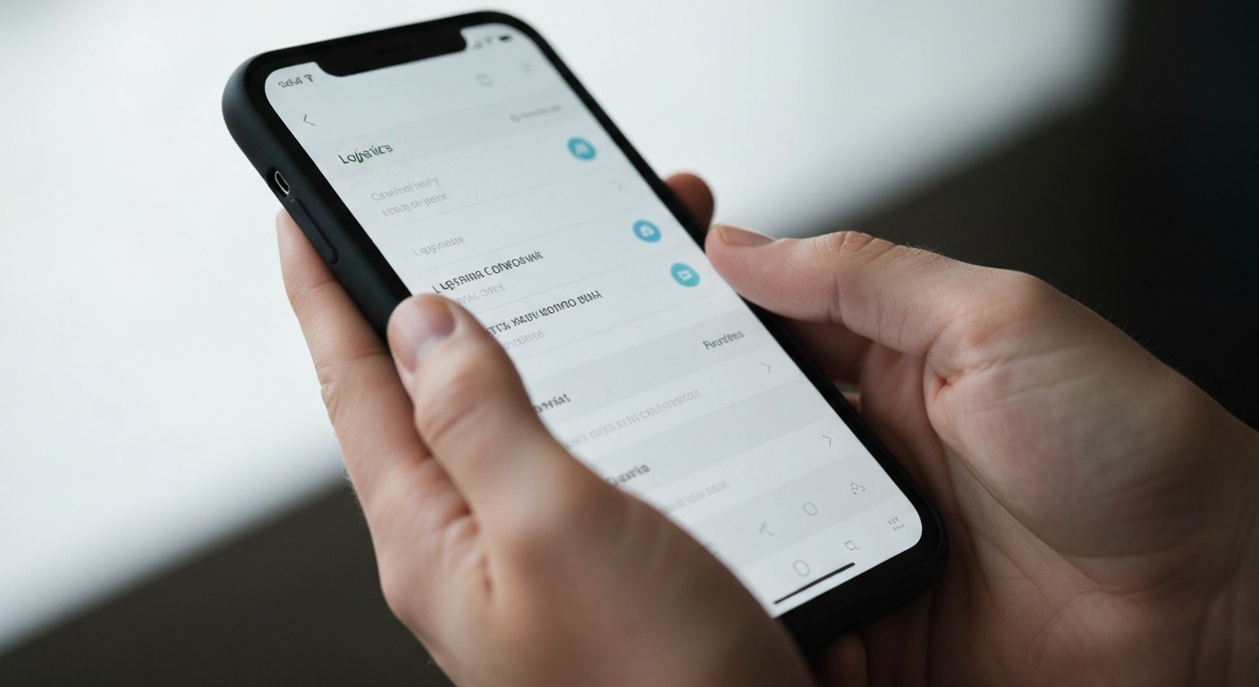 Close-up of hands holding a smartphone to check shipment tracking status.