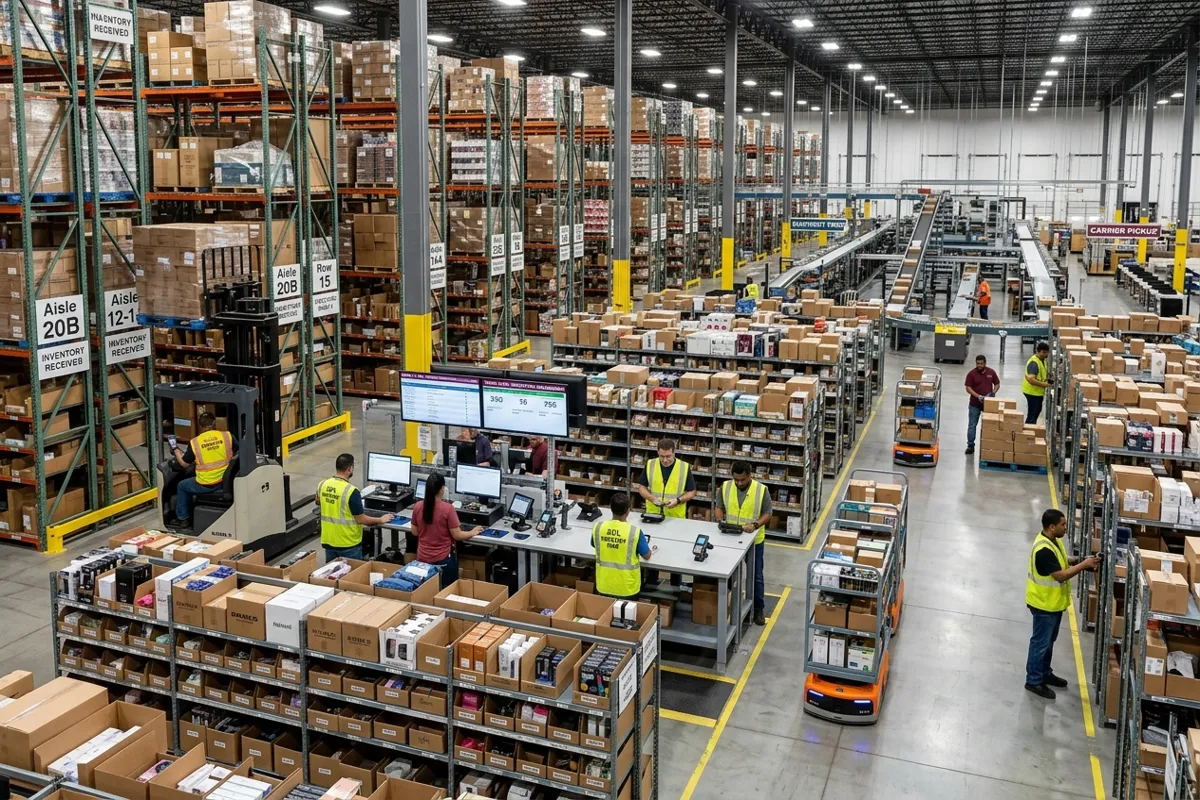 Kohl's 3PL Strategy: How the Retailer Manages Logistics and Fulfillment 3 Inside a Kohl's fulfillment center showing third-party logistics inventory management.