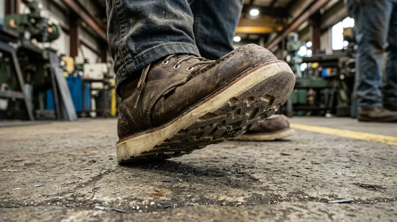 7 Best Warehouse Work Boots (2026): Zappos-Approved for Concrete Floors 2 Work boot wedge sole on concrete