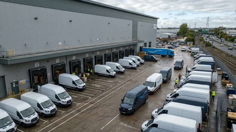Amazon logistics facility and delivery station in Neasden London (AI Generated Image)