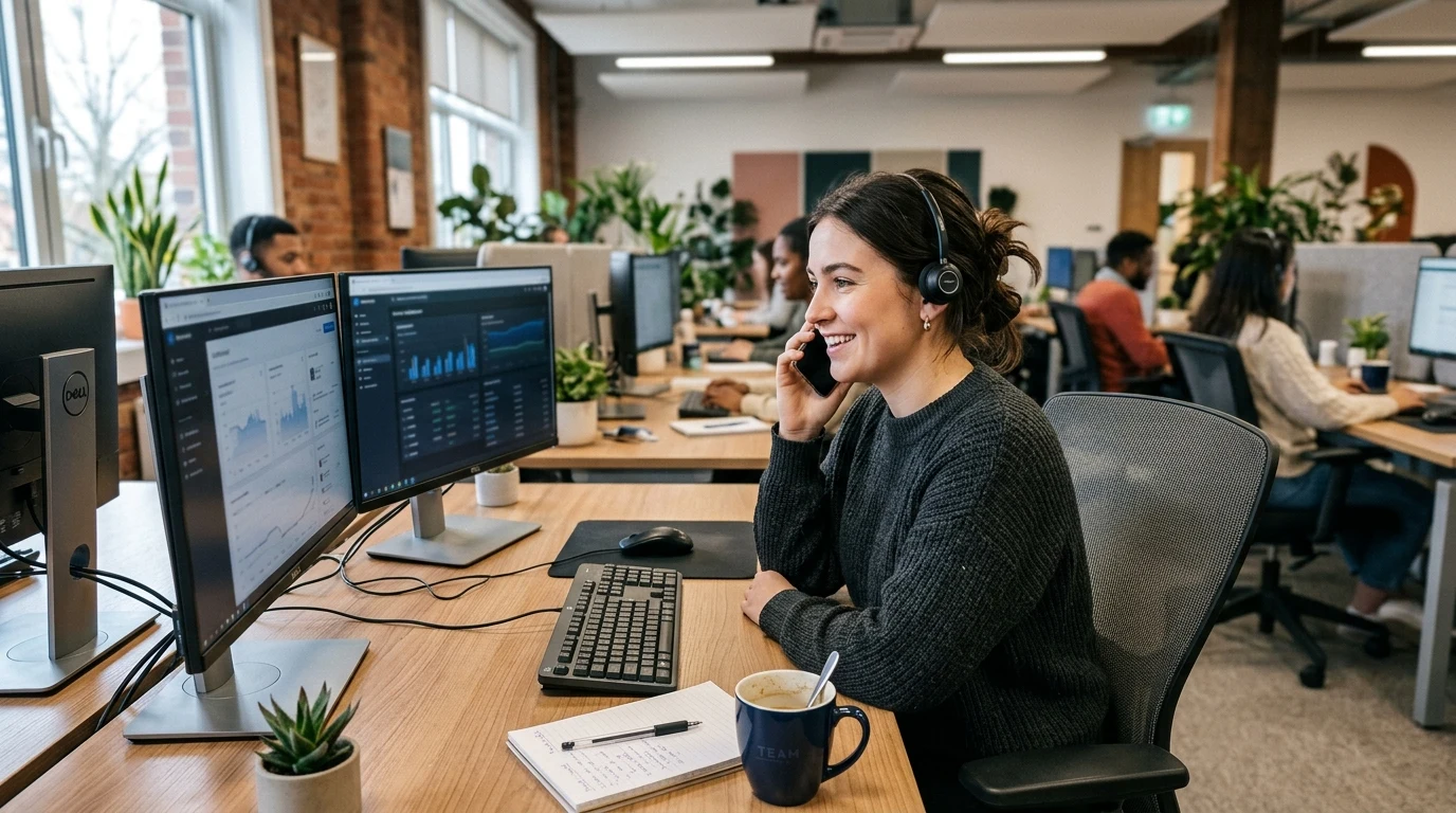 Zappos Amazon Employee Login: Customer Loyalty Team Portal, SSO & Benefits 1 Customer loyalty team representative at modern desk in operations center (AI Generated Image)