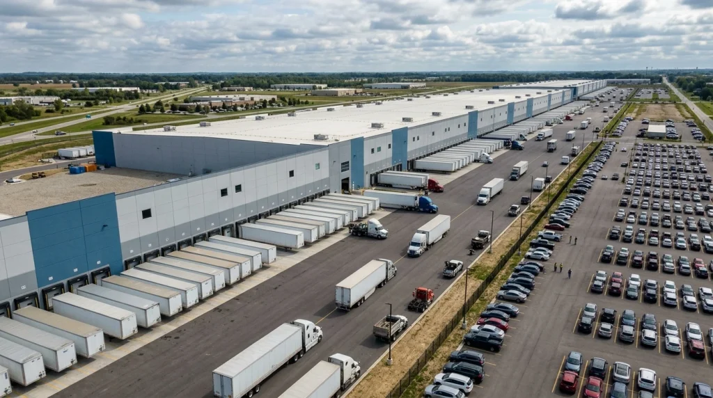 Amazon fulfillment and distribution center in Plain City Ohio (AI Generated Image)